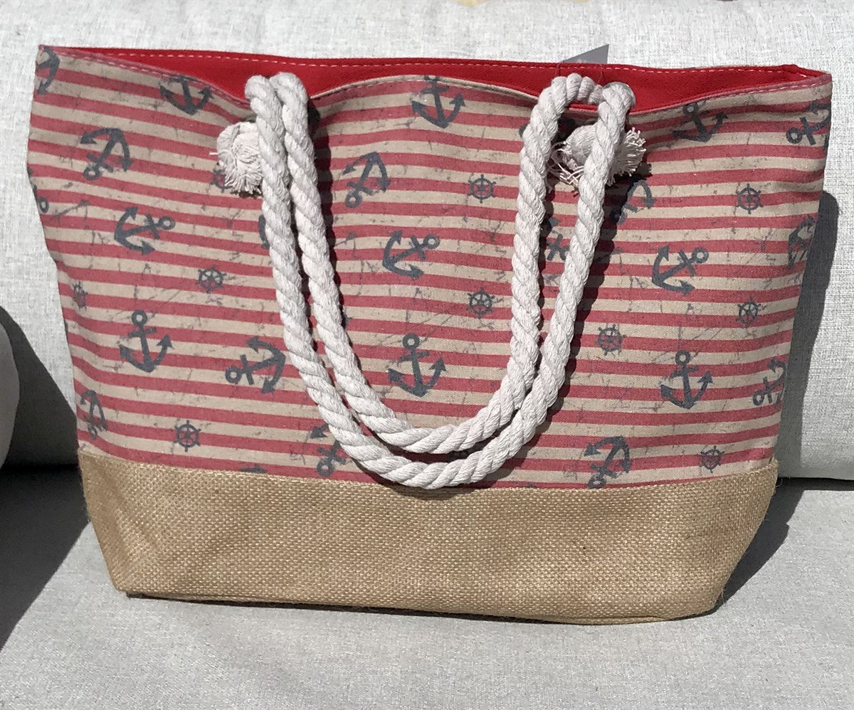 Stripes and Anchors Tote Bag