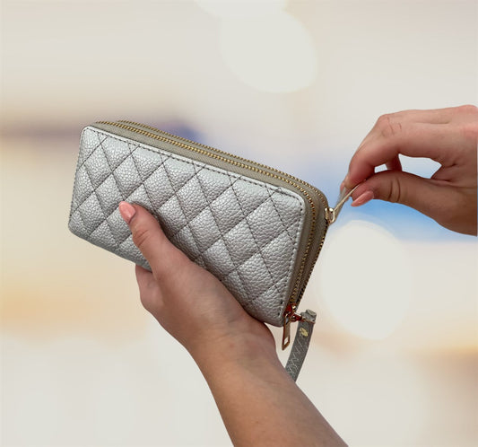 Quilted Double Zipper Wallets