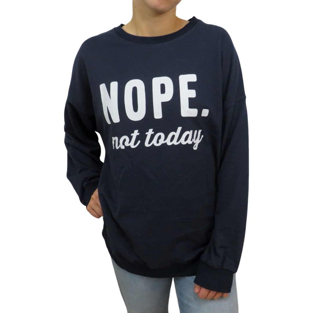Nope not today oversized graphic sweatshirt in navy