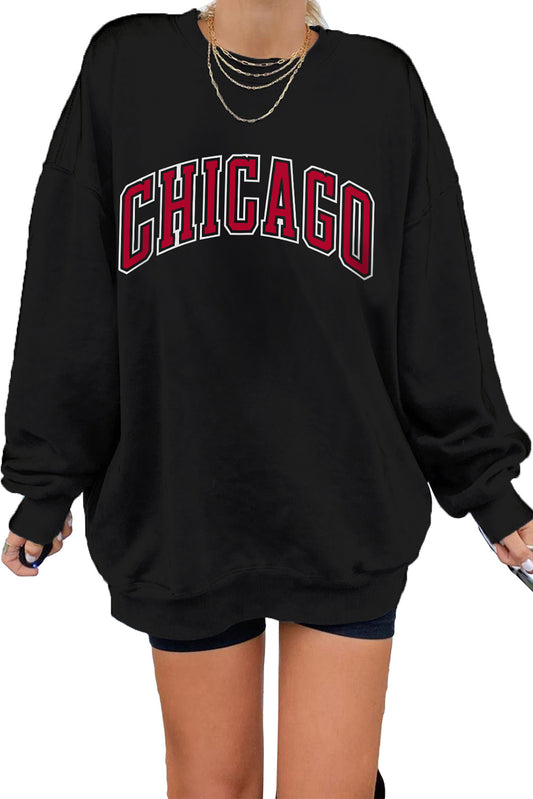Chicago Oversized Sweatshirt - Black