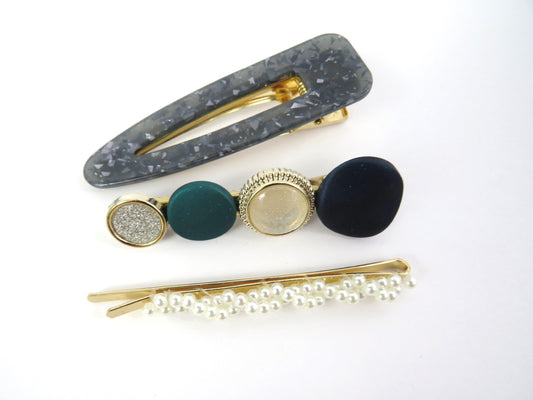 Jewels and Pearls Hair Clips - Cocalily