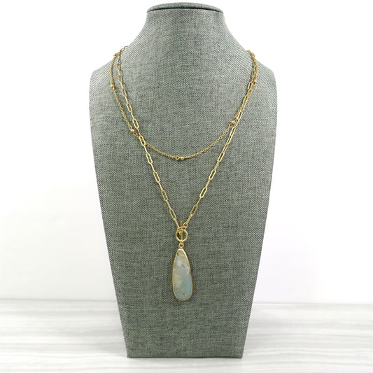Tear Drop Stone Necklace - Cocalily